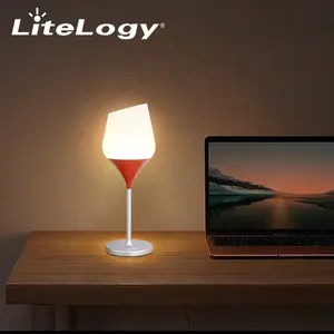 New Product Ideas 2024 Romantic Luxury Dinner Home Hotel Restaurant Dimmable Touch Battery Led Wine Glass Table Lamps