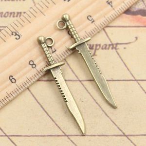 Liontin Kerajinan Tangan Antik DIY 43x10mm Warna Perak Tibet Bentuk Pedang/<span class=keywords><strong>Dagger</strong></span> untuk Pembuatan Perhiasan Anak-anak dari Paduan Emas - Product Image 4