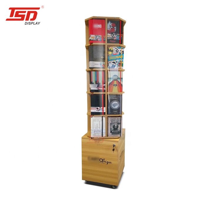 Order Online Rotating Design Comic Book Display Rack Fire-Proof Wooden ...