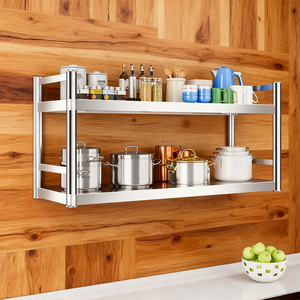 رف تخزين للمطبخ من الفولاذ المقاوم للصدأ 201/304 فضي أبيض قابل للفك متعدد الطبقات سهل التركيب بدون أدوات من تشوانغويلاي - Product Image 4