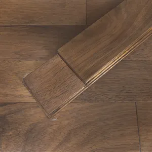 American Versailles OKAN Solid Wood Flooring Indoor Waterproof Walnut Color Dark Herringbone Hardwood Flooring
