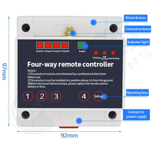 Công tắc điều khiển công nghiệp 220V Công tắc điều khiển từ xa không dây 4 kênh Công tắc điều khiển từ xa đa kênh Sản phẩm điều khiển từ xa tối đa 10A - Product Image 3