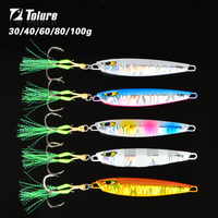 Toplure nouveau arrivé 30g 40g 60g 80g 100g leurre de pêche en métal à peau rapide lumineux avec leurre de pêche au crochet d'assistance UV