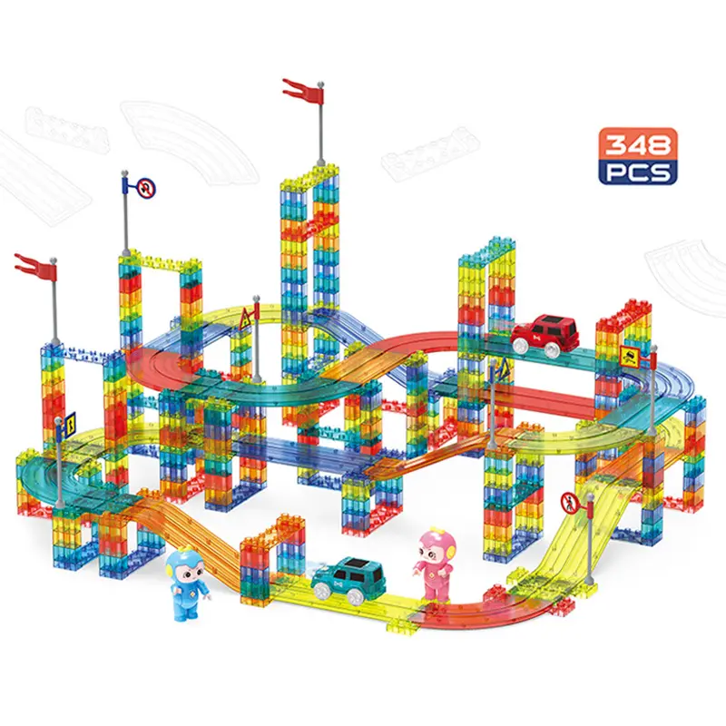 62pcs magnetic building block electric car track magnetic blocks toys Magnetic Building Blocks Toys Electric railcar