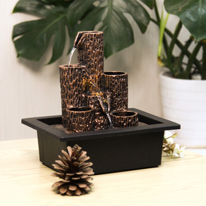 น้ำพุตั้งโต๊ะงานฝีมือชุนซาน ทำจากเรซิ่น พร้อมไฟส่องหลัง ตกแต่งสำนักงานตามหลักฮวงจุ้ย รูปทรงสี่เหลี่ยมผืนผ้า ใช้ไฟฟ้า - Product Image 1