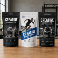 Sachet d'emballage vide pour poudre de créatine et de protéines, imprimé sur mesure, marque privée, sac de stockage en plastique pour nutrition sportive