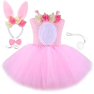 2024 nouveau S-3XL petites filles cadeau robe douce fête de pâques habiller Performance lapin Tulle robe Costume pour enfants filles - Product Image 1