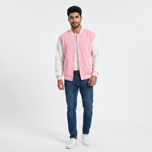 FINER THREADS Chaqueta Varsity Personalizada con Logotipo para Hombre, Otoño Invierno, Transpirable, Bordada, de Algodón, Holgada, Informal, con Cuello Alto de Béisbol - Product Image 1