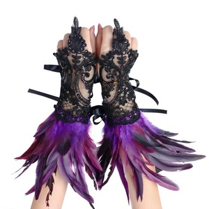 Gants à doigts en dentelle et plumes, accessoires de costume de fête masquée, vente chaude - Product Image 2