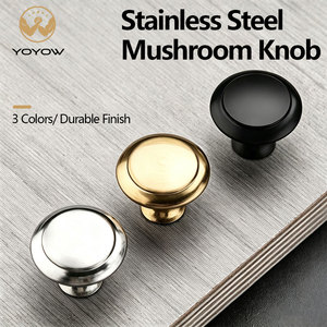 Polished Chrome Mushroom Cabinet Knobs Solid Metal Single Hole Drawer Pulls For Cupboard Dresser Closet Kitchen Bathroom Furnitu - Product Image 1