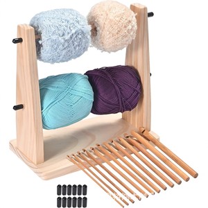 Soporte desmontable para bobinas de hilo de madera maciza, soporte giratorio para bobinas de hilo, bola de hilo, herramienta de tejer y crochet DIY. - Product Image 3