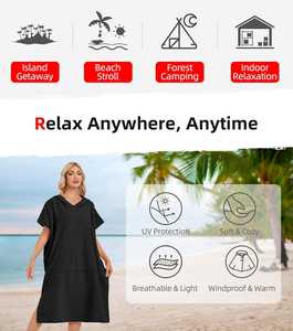 Toalla de Playa de Algodón Personalizada al por Mayor de Fábrica, Toalla con Capucha <span class=keywords><strong>para</strong></span> Cambiarse de <span class=keywords><strong>Ropa</strong></span> en <span class=keywords><strong>la</strong></span> Playa <span class=keywords><strong>para</strong></span> Adultos y Niños, <span class=keywords><strong>para</strong></span> Surf, Natación y Buceo - Product Image 2