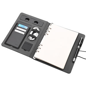 Organizador <span class=keywords><strong>de</strong></span> carpetas <span class=keywords><strong>de</strong></span> cartera <span class=keywords><strong>de</strong></span> cuero A5 con carga inalámbrica y soporte para teléfono y almohadilla - Product Image 1