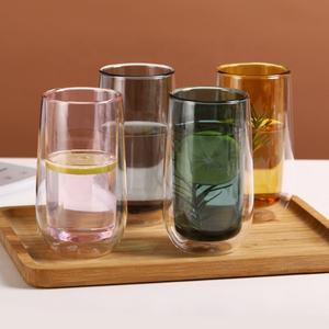 <span class=keywords><strong>Verre</strong></span> à double paroi isolé pour boissons, jus et eau, en <span class=keywords><strong>verre</strong></span> borosilicate coloré, idéal pour les fêtes, tasse à café à double paroi - Product Image 4