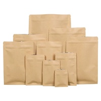 Sachets d'emballage avec fermeture à glissière en papier kraft brun uni à 3 joints latéraux doublés de papier d'aluminium plat thermoscellable alimentaire café thé
