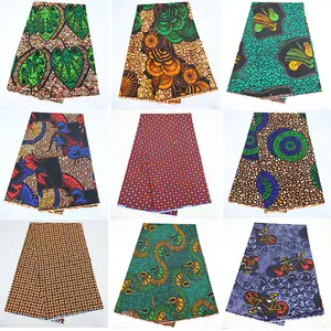कपड़ों के लिए स्पैन्डेक्स सेक्विन मुद्रित हॉलैंड पॉलिएस्टर मोम अफ्रीकी कपड़े 6 गज ब्लॉक