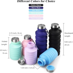 Botella de Agua Plegable de Silicona al por Mayor, Material Libre de BPA, para Beber Directamente, para Gimnasio, Campamento, Actividades al Aire Libre, Taza para Bebidas Económica con Logotipo - Product Image 2