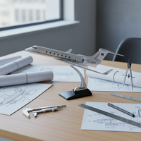 GULFSTREAM G550 HZ-MS05 AIR SUADI Résine 30cm Échelle 1:100 Livraison personnalisable Support en bois Modèle de jet privé