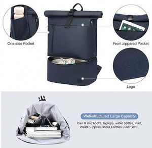Muestra gratuita de mochila personalizada enrollable, ecológica, impermeable, elegante, antirrobo, para la escuela, con USB, para la universidad, para portátil. - Product Image 6