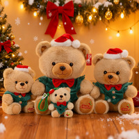Peluche Ours en Peluche de Noël Assis Style Dessin Animé, Poupée Rembourrée Mignonne à Habiller