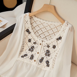 Blusa Sexy de Manga Larga con Bordado de Mariposas y Diseño Bohemio de Ganchillo Calado <span class=keywords><strong>en</strong></span> Chifón <span class=keywords><strong>para</strong></span> Mujer, Nueva Colección 2026 - Product Image 4