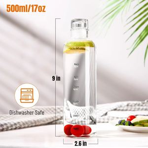 High Borosilicate Glass Water Bottle 300-1000ml (16oz/32oz) Hand Fired Eco-Friendly Dishwasher Microwave Safe Screw-On Lid High - Product Image 3
