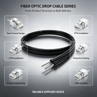 Cable de Fibra Óptica FTTH de Bajo Precio, Cable de Fibra Óptica al por Mayor, Cable Tipo Arco, MOQ Bajo 1 Rollo, Ingeniería para Exteriores