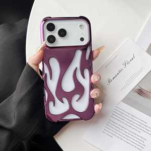Fundas de Teléfono de Lujo con Patrón de Llama y Galvanoplastia Plateada, Refrigerantes, para iPhone 17, 16, 15, 14, 13, 12, 11 Pro Max, 17 Air - Product Image 1