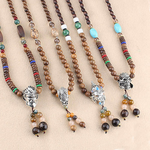 Nuova Collana Vintage con Pendente Lungo in Lega <span class=keywords><strong>Argento</strong></span> Tibetano, Stile Etnico Boho, Gioiello Portafortuna Buddista per Uomo e Donna - Product Image 2