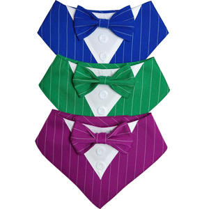 Tanpopo New British Style Striped <b>Suit</b> Pet Magic Tape Triangle Scarf - Product Image 1