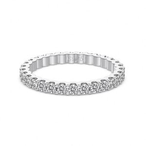 Dylam <b>Dainty</b> Tiny Design Thin <b>Rings</b> 925 Sterling Silver Circle 5A Cubic Zircon Eternity Band Engagement Bridal Promise <b>Rings</b> - Product Image 1