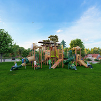 Centre d'activités de jeux d'extérieur en bois pour enfants : balançoire, toboggan, maisonnette