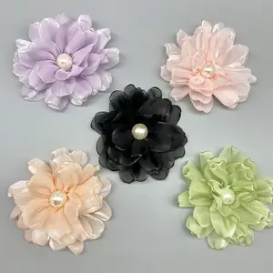 Bloem Haarclips Zijde Accessoire Kleding Accessoires Gehaakte Bloemen Patch Stof Bloem Hoed Kledingstuk Decoratieve Patch