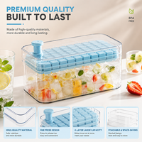 Bac à glaçons TOPIN 4 couches grande capacité avec couvercle, moule à glaçons aux fruits à pression unique, qualité alimentaire, réutilisable, multicolore