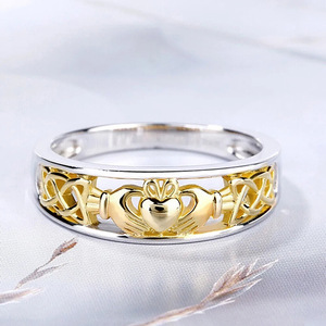 Two Tone Heart Crown Ring for Women Chic Luxury Fashion Statement Jewelry Daily Gift - Product Image 2