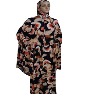 عباءة نسائية جديدة مقاس كبير من قطعتين، فستان إسلامي بالجملة، قماش مطبوع، رداء طويل للنساء، جلباب من الحرير الصناعي، فستان إسلامي - Product Image 1