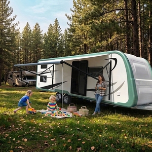 <span class=keywords><strong>Auvent</strong></span> électrique rétractable Awnlux W5700C 12V pour camping-car, <span class=keywords><strong>caravane</strong></span> et camping - Alliage d'aluminium, imperméable, <span class=keywords><strong>4m</strong></span>, protection solaire extérieure - Product Image 1