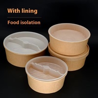 Vente en gros Bol en papier kraft jetable biodégradable Boîte à salade fast-food à emporter Bento Liner Egg Sushi Assiette de riz