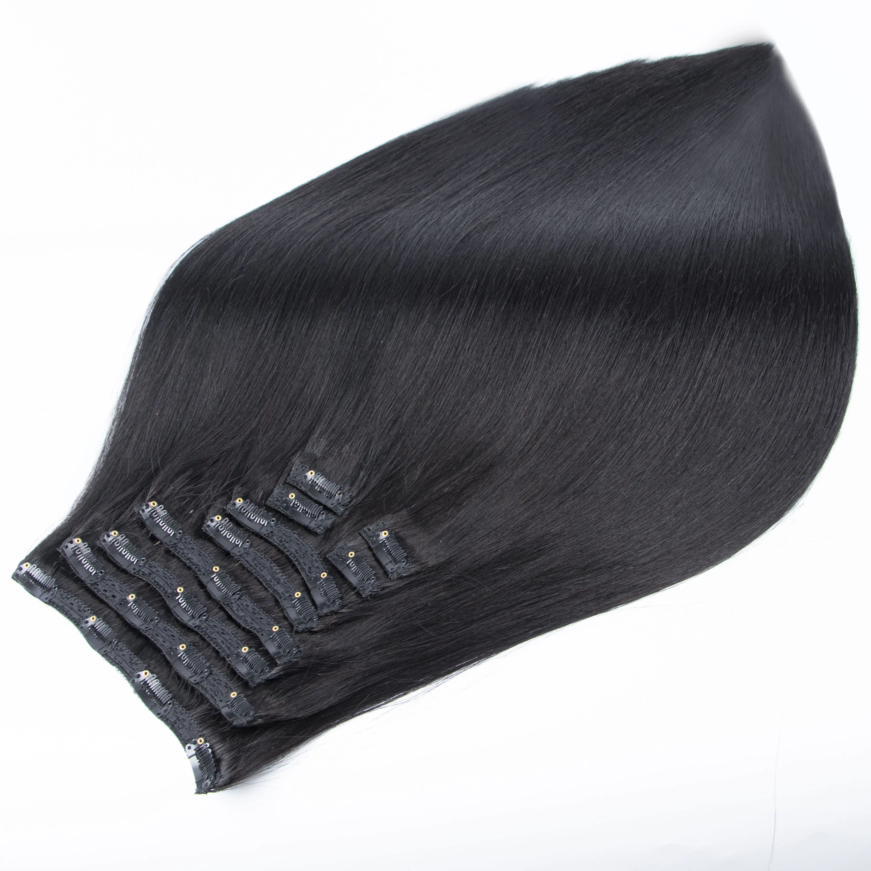 Hot Selling Raw Double Weft Full Ends Hair Clip ins Cuticle Aligned Clip In Hair Extensions 100% Human Hair