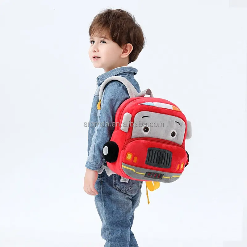 Tas punggung mobil kartun lembut desain baru tas sekolah LOGO kustom tas bahu boneka anak-anak tas Mini Taman kanak-kanak