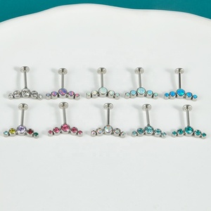 Venta al por mayor de acero quirúrgico CZ gema ópalo Threadless Labret labio Push-In Bar anillo <span class=keywords><strong>diamante</strong></span> Piercing para el cuerpo joyería oreja cartílago <span class=keywords><strong>Tragus</strong></span> - Product Image 5