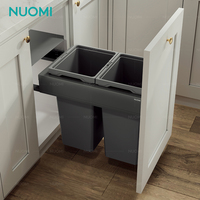 NUOMI Poubelle de cuisine avec cadre en fil plat à montage inférieur, armoire à tiroirs, conteneur à déchets, poubelle en plastique à double tirette
