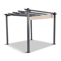 Pergola de jardin moderne blanche de 3x4m, auvent rétractable en aluminium étanche, toit réglable manuellement, enduit de PVC, pluie d'arrière-cour
