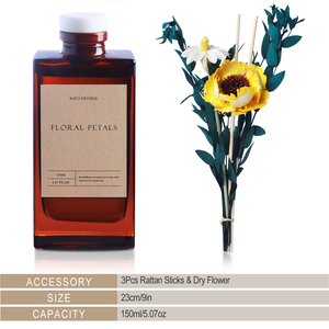 Huisdecoratie Aromatherapie Cadeauset Benodigdheden Hotel luchtverfrisser 150ml Geurende set met rieten stokjes & gedroogde bloemen - Product Image 4