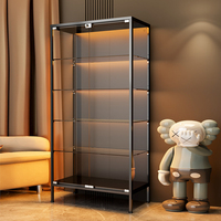 Vitrine moderne en verre transparent sur pied avec éclairage pour figurines et modèles de jouets, pour le rangement - Utilisation domestique dans le salon