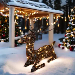 Cerf éclairé de Noël blanc chaud LED Décoration extérieure pour les fêtes de vacances Cerf éclairé modifiable pour la célébration de Noël