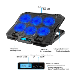<span class=keywords><strong>Refroidisseur</strong></span> d'ordinateur <span class=keywords><strong>portable</strong></span> X6 avec écran numérique intelligent, 6 ventilateurs de 70 mm, 2200 tr/min, ultra-silencieux, 0,88 kg, USB 2.1 W, pour tous <span class=keywords><strong>les</strong></span> ordinateurs portables jusqu'à 18 pouces - Product Image 4