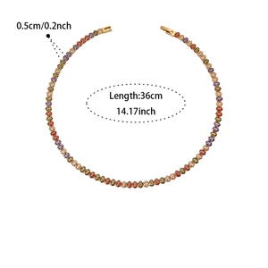 Novo Lançamento: Conjunto de Pulseira e Colar Feminino em Aço Inoxidável Banhado a Ouro 18k PVD, Estilo Hip Hop, com Zircônias Ovais Coloridas e Corrente Tennis - Product Image 3