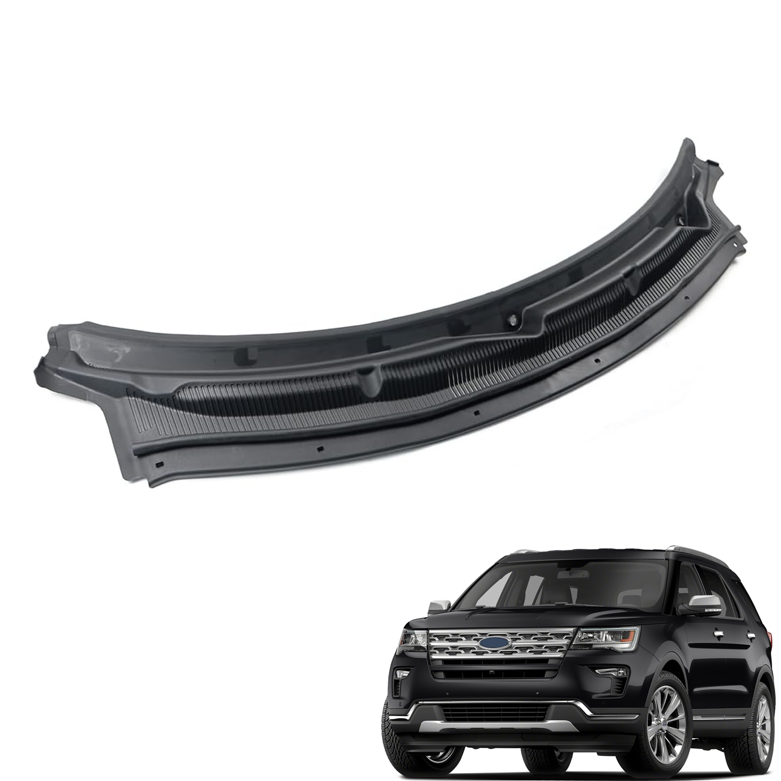 Windshield Cowl Grille For 2011-2019 Ford Explorer - Front Top Replacement Part BB5Z78022A68AA, Black