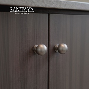 Santaya Solid Brushed Nickel-silver Brass Handles Kitchen Cabinet Pulls Bedroom Wardrobe Drawer <strong>Knobs</strong> Furniture Handle - Product Image 4
